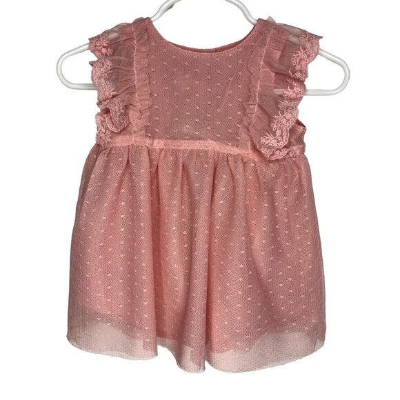 Gap Dress Baby Girls Sz 3 6 Months Kids Lace Sleeveless Mesh Ruffles Tulle Pink - Picture 1 of 14